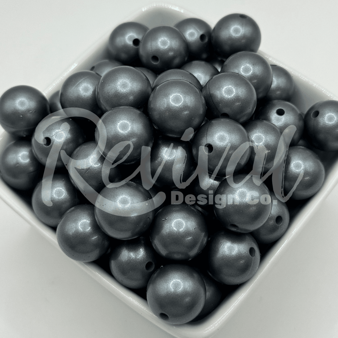 15mm Metallic Silicone Bead - Obsidian