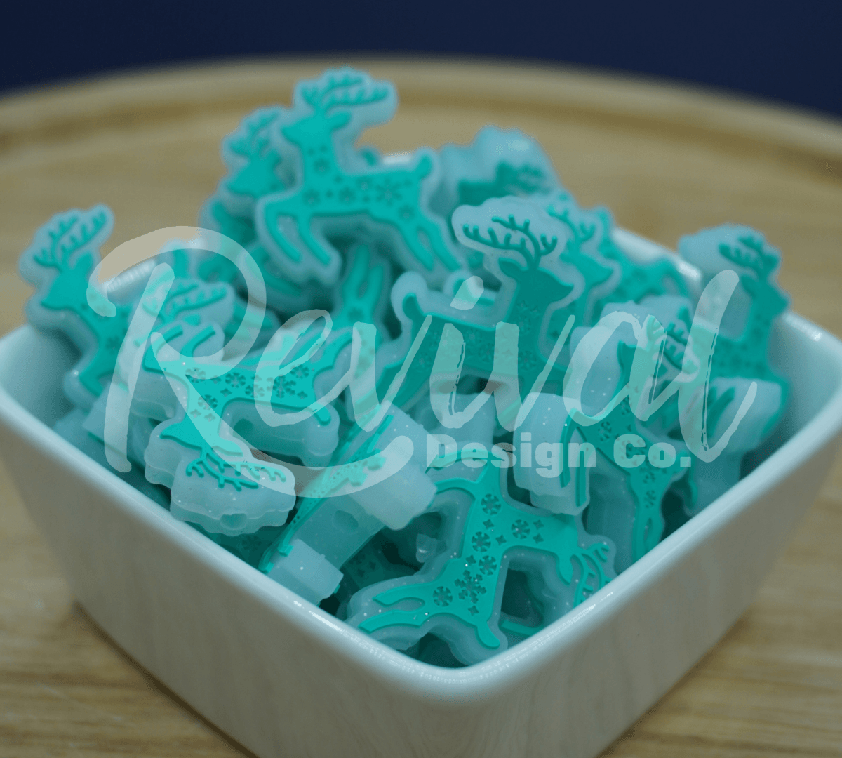 Glitter Reindeer - Silicone Focal Bead