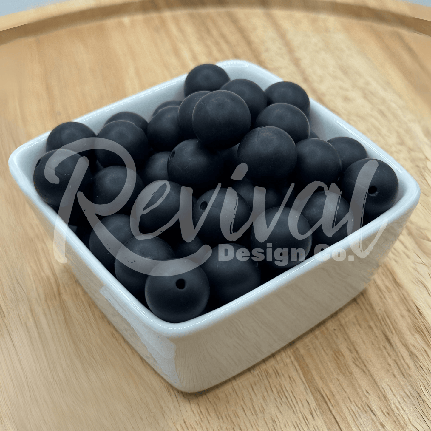 15mm Solid Color Silicone Bead - Black