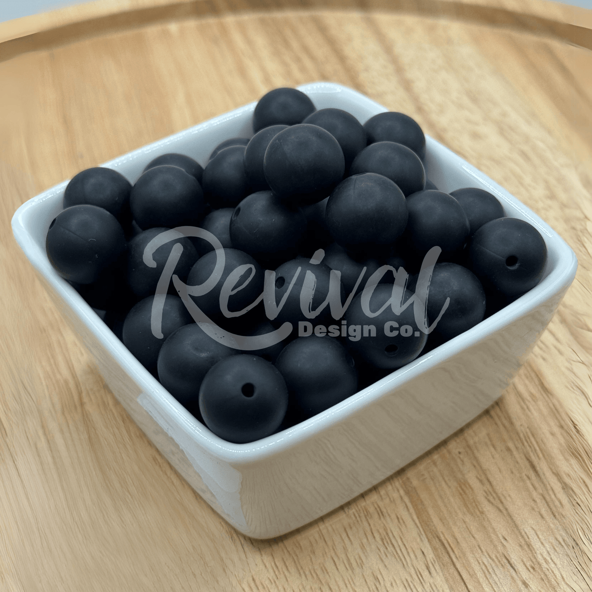 15mm Solid Color Silicone Bead - Black