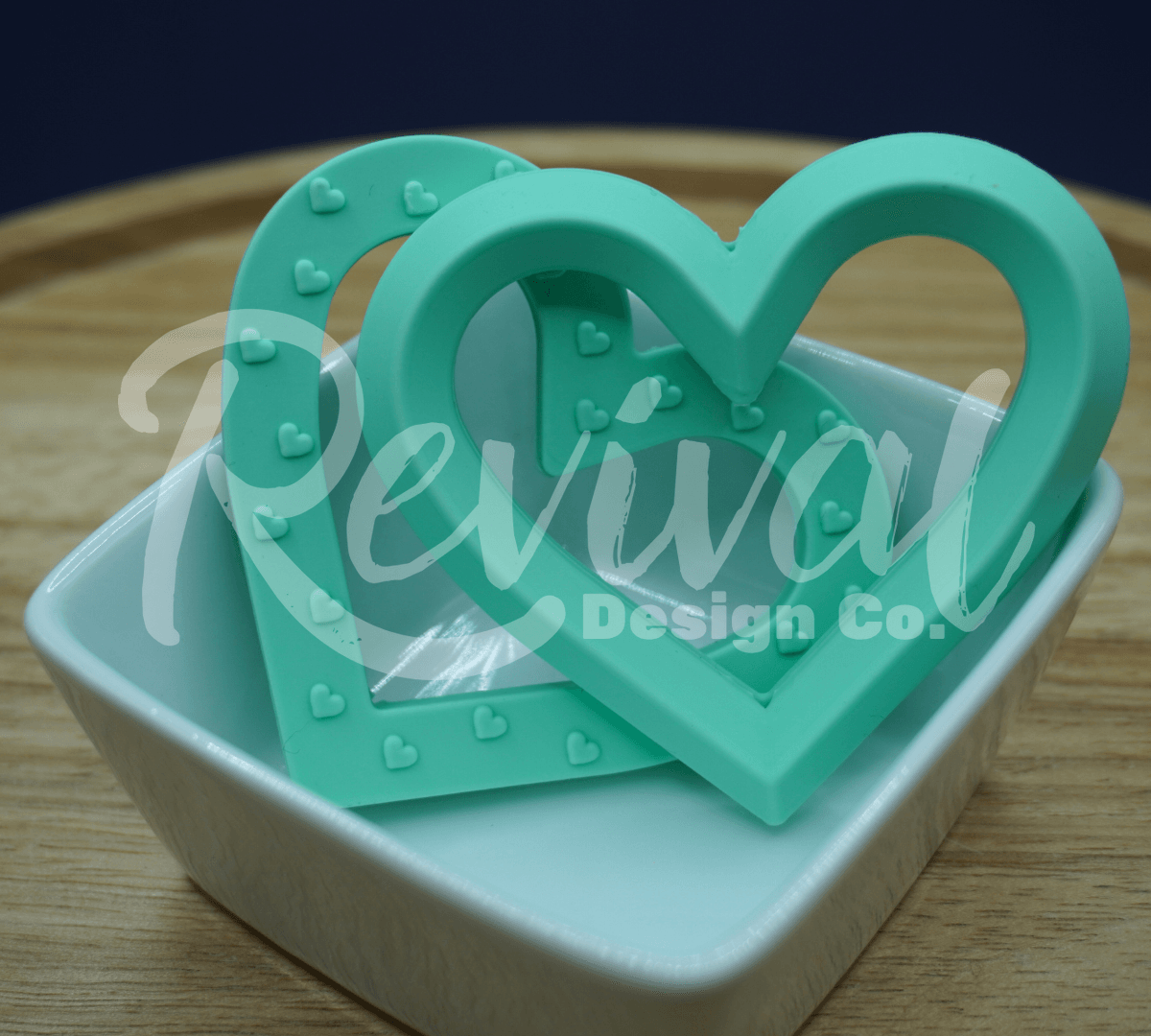 Sea Foam - 80mm Silicone Heart Ring/Teether