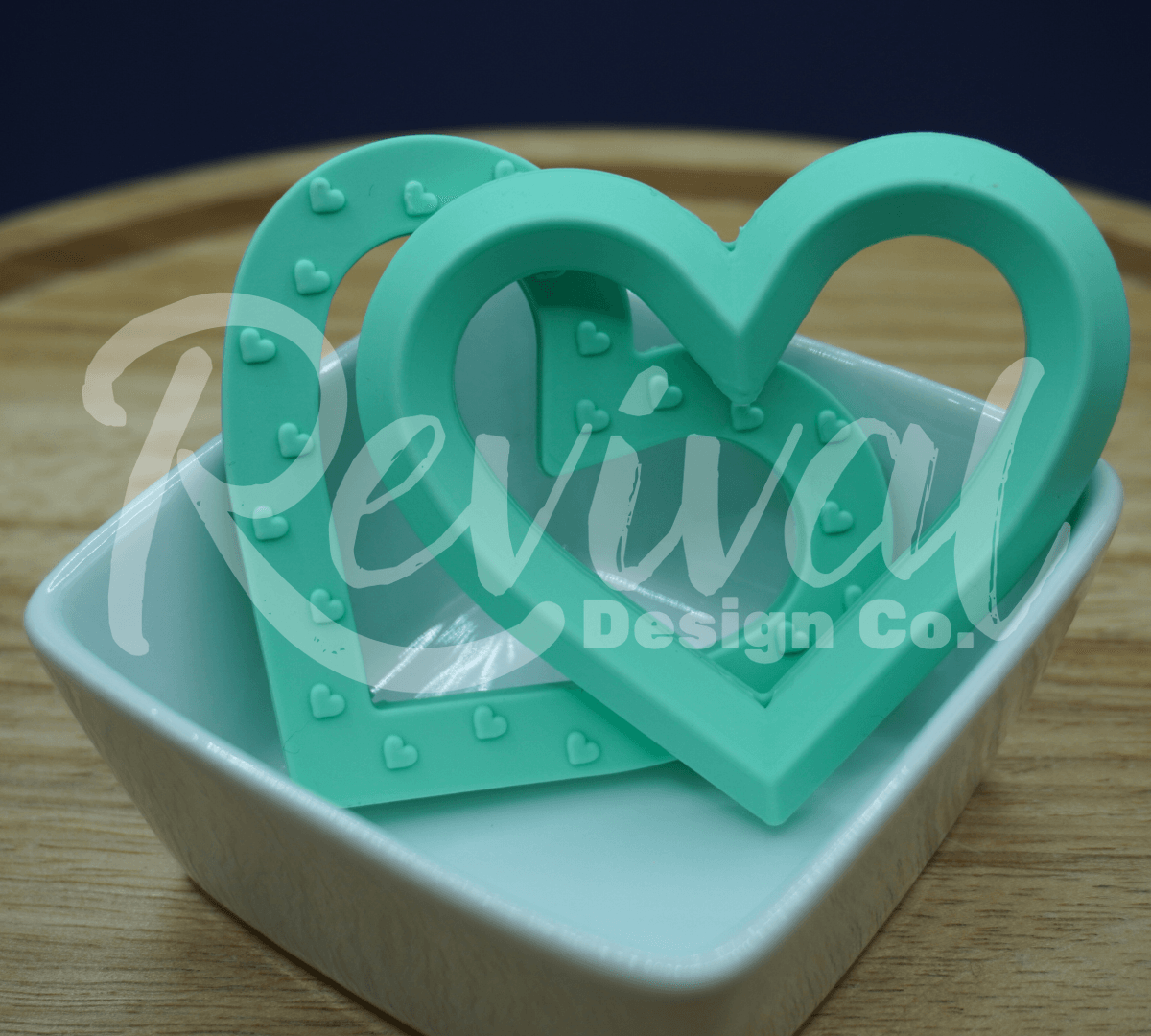 Sea Foam - 80mm Silicone Heart Ring/Teether