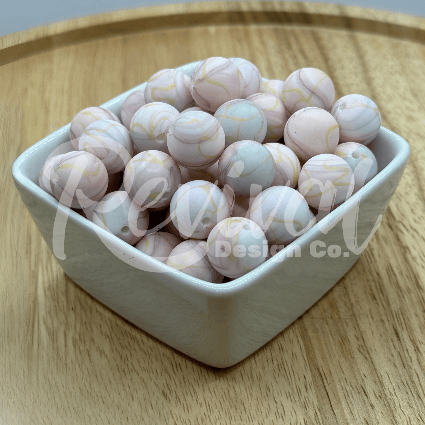 15mm Patterned Silicone Bead - Sandstone