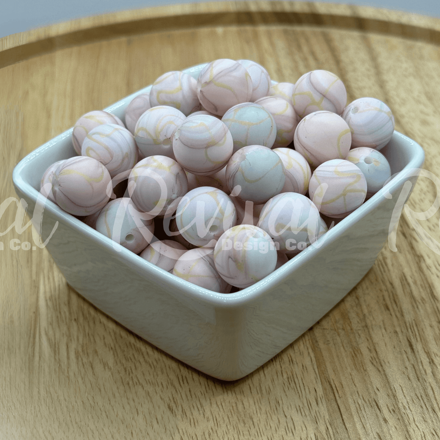 15mm Patterned Silicone Bead - Sandstone