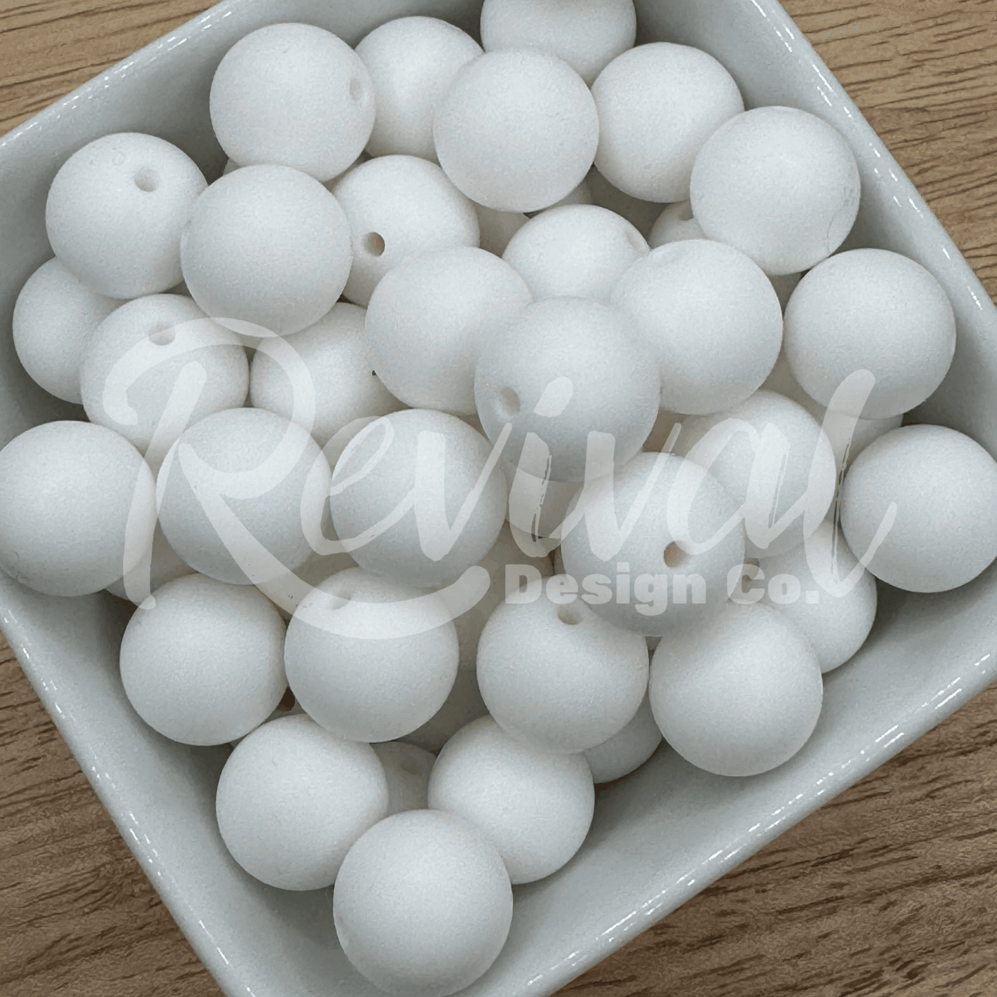 15mm Solid Color Silicone Bead - White