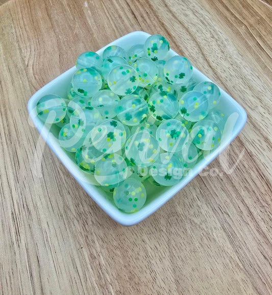 15mm Patterned Silicone Bead - Shamrock Confetti
