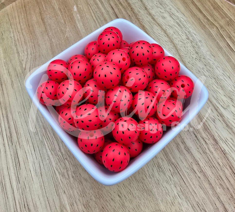 15mm Patterned Silicone Bead - Watermelon Seed