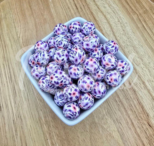 15mm Patterned Silicone Bead - Enchanted Petal