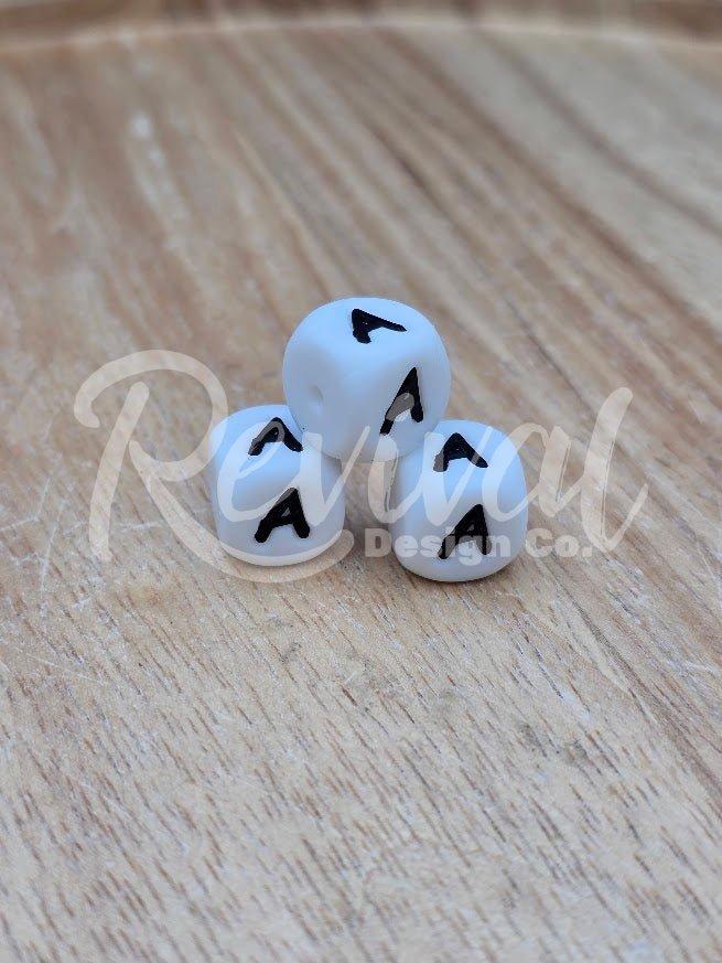 "A" - 12mm Silicone Letter Bead