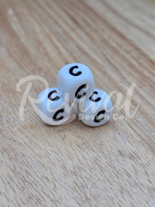 "C" - 12mm Silicone Letter Bead