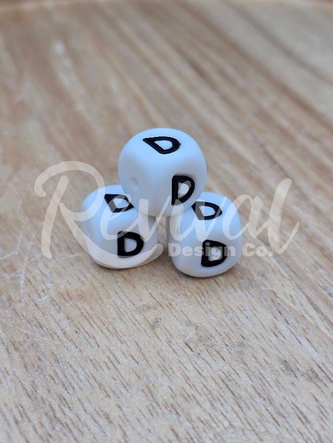 "D" - 12mm Silicone Letter Bead