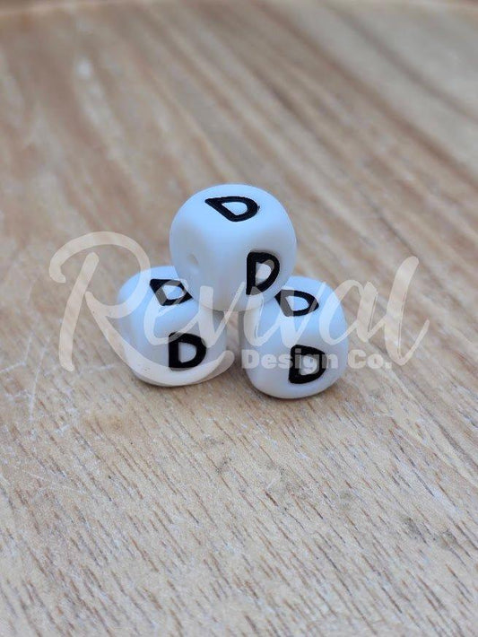 "D" - 12mm Silicone Letter Bead