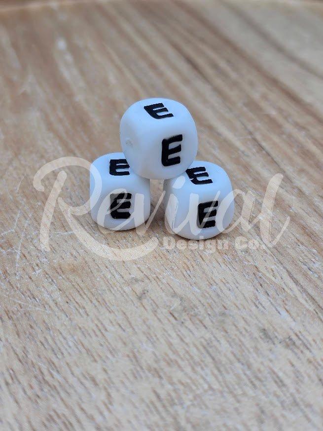 "E" - 12mm Silicone Letter Bead