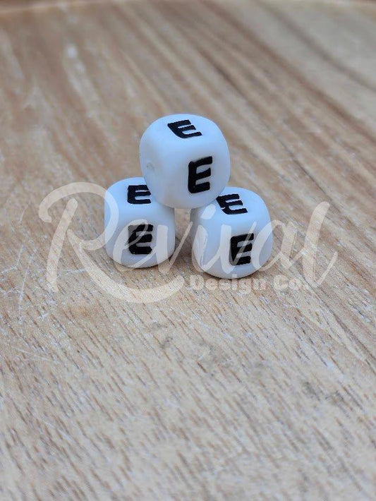 "E" - 12mm Silicone Letter Bead