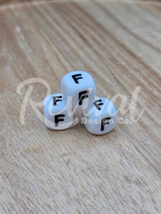 "F" - 12mm Silicone Letter Bead