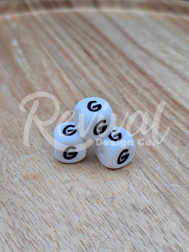 "G" - 12mm Silicone Letter Bead