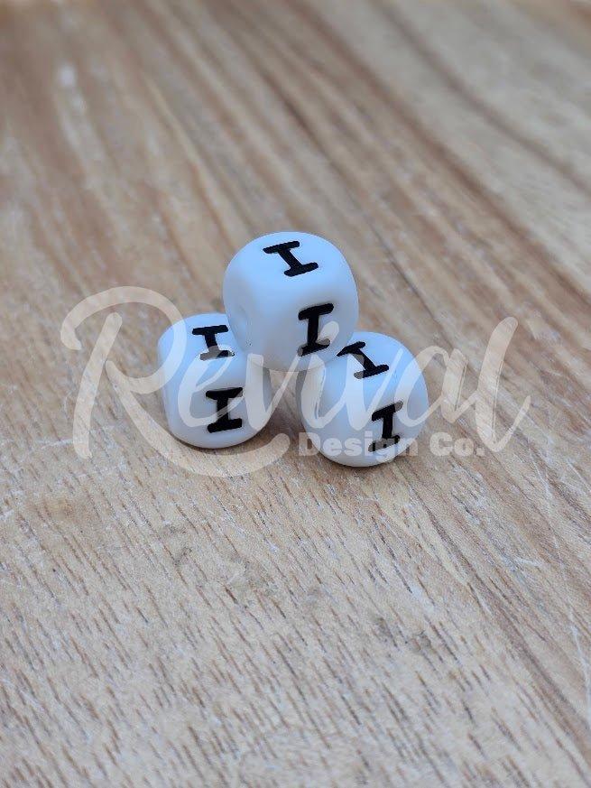 "I" - 12mm Silicone Letter Bead