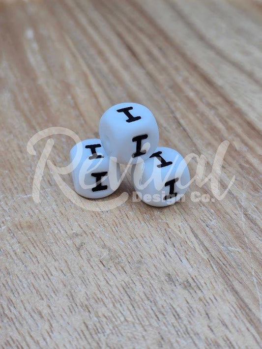 "I" - 12mm Silicone Letter Bead