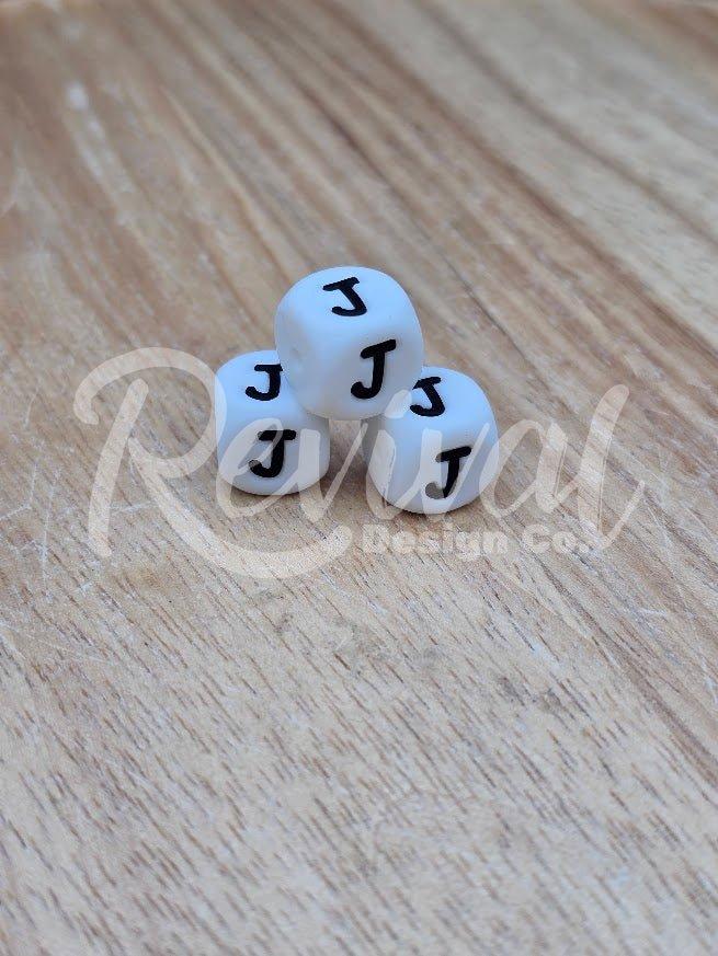 "J" - 12mm Silicone Letter Bead