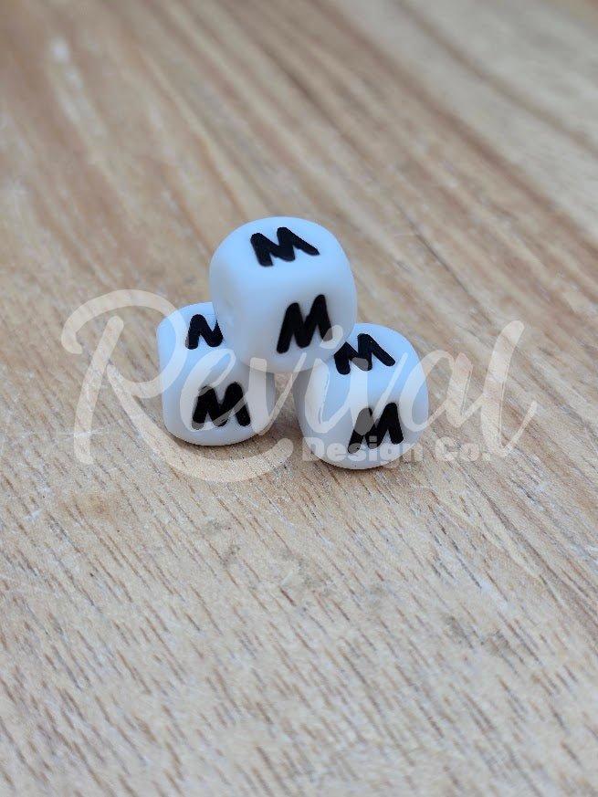 "M" - 12mm Silicone Letter Bead