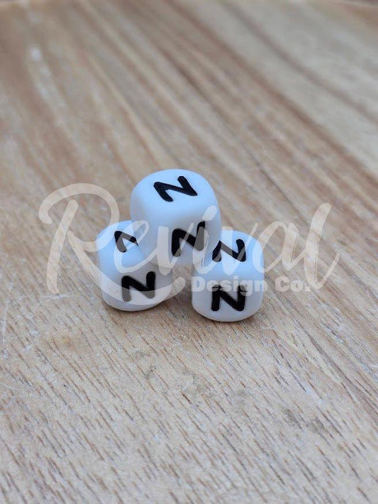 "N" - 12mm Silicone Letter Bead