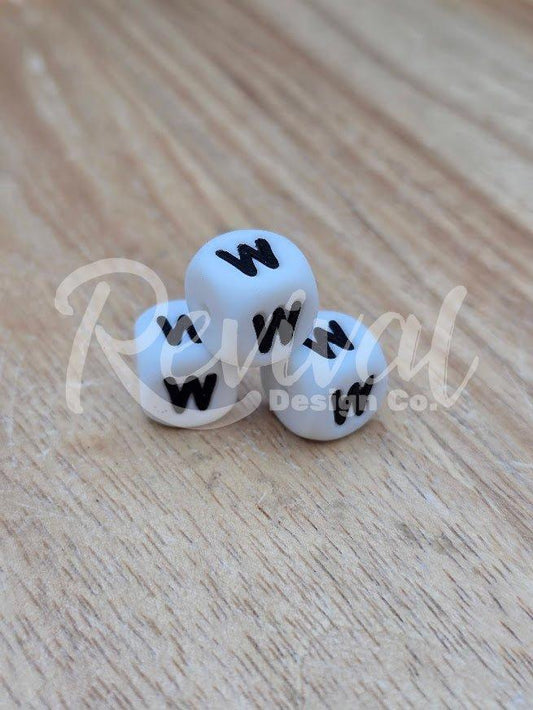 "W" - 12mm Silicone Letter Bead