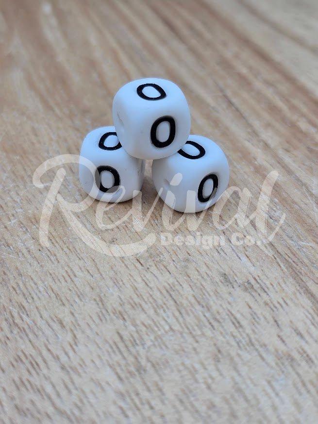"0" - 12mm Silicone Number Bead
