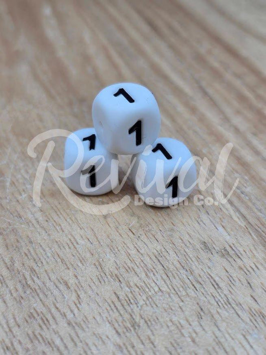 "1" - 12mm Silicone Number Bead