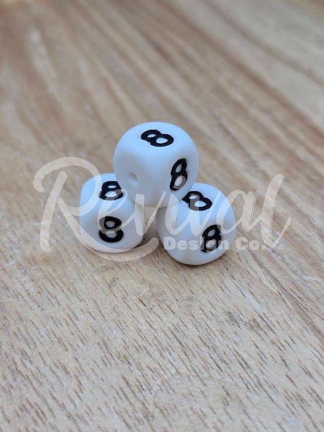 "8" - 12mm Silicone Number Bead