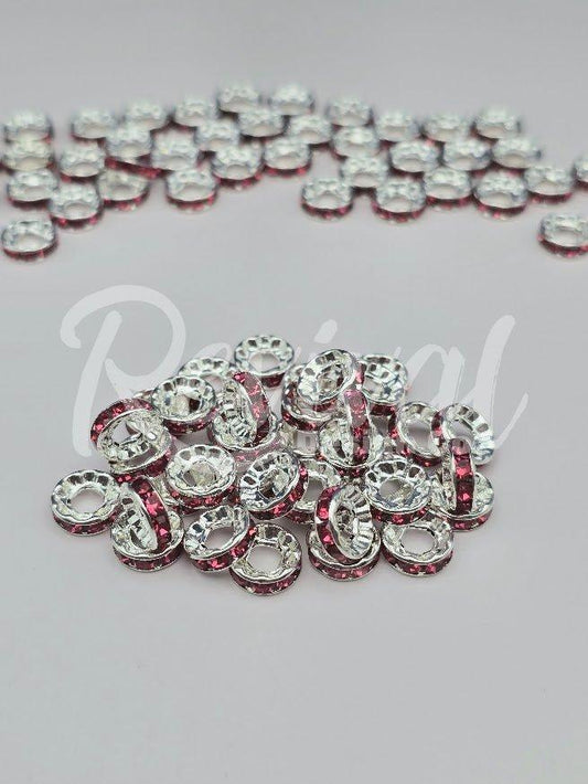 LARGE HOLE 10mm Rhinestone Spacers - Berry