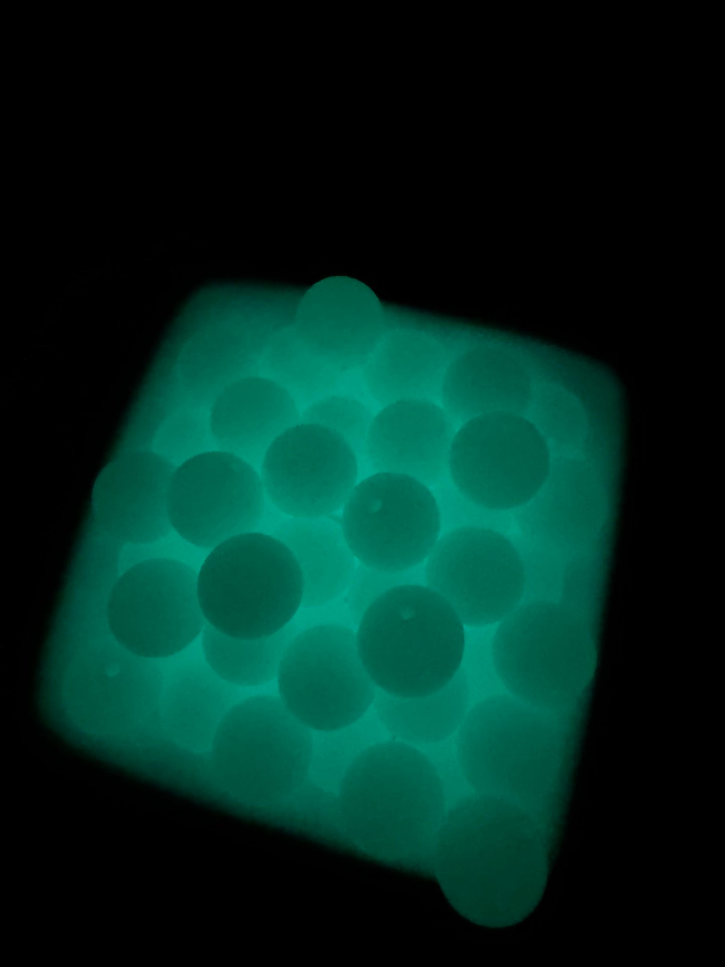 15mm Glow-In-The-Dark Silicone Bead - Turquoise Glow