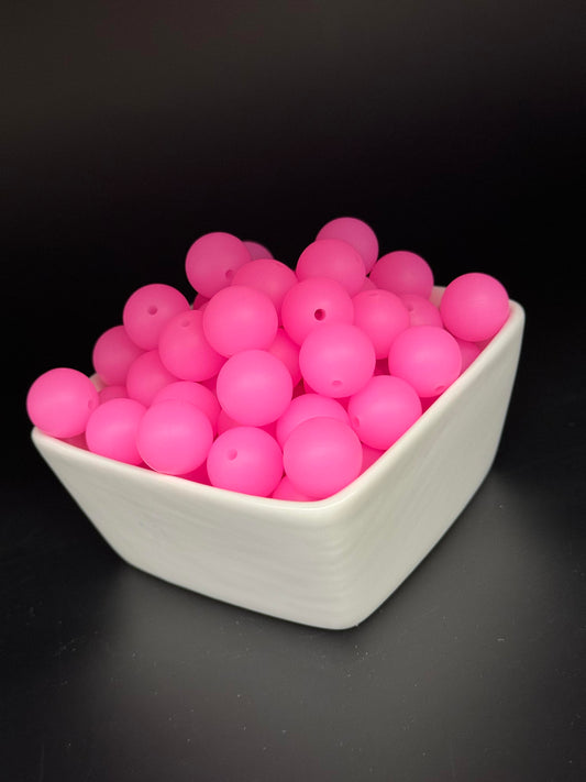 15mm Glow-In-The-Dark Silicone Bead - Pink Glow