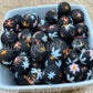 15mm Patterned Silicone Bead - Midnight Garden