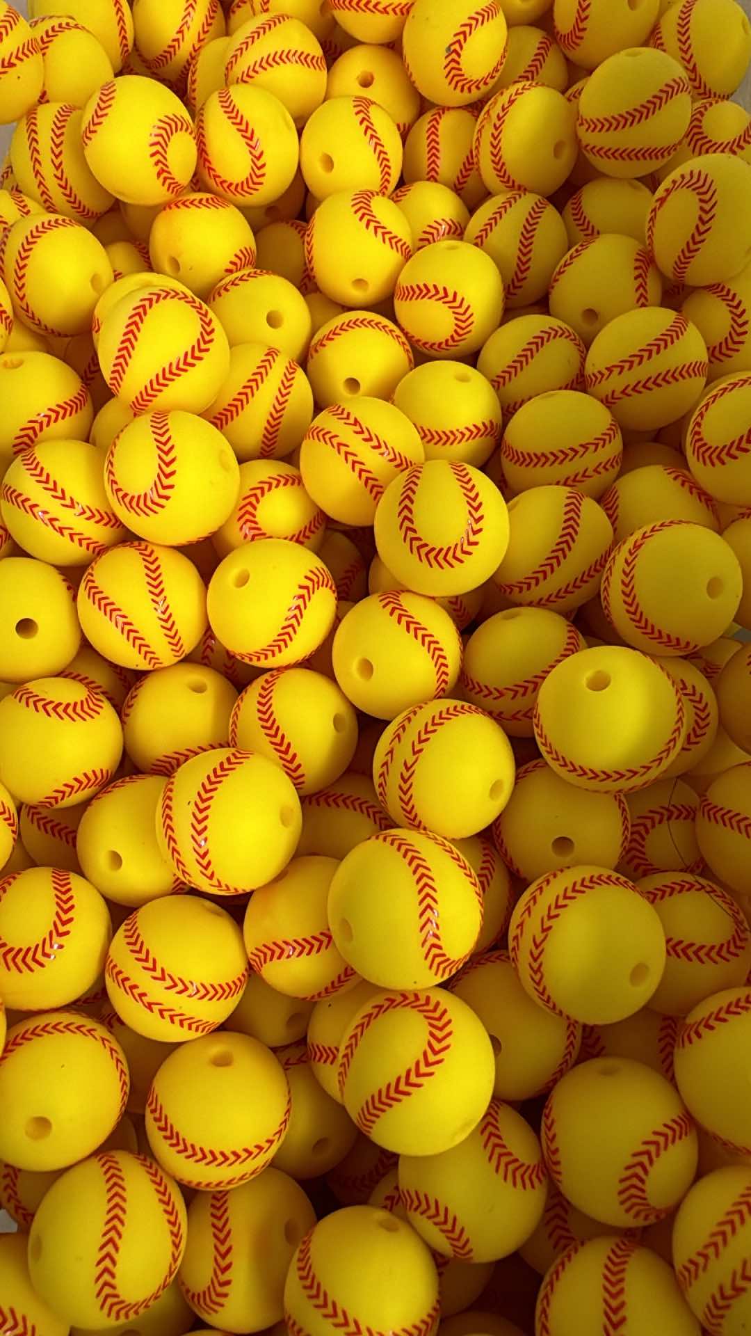 15mm Patterned Silicone Bead - Softball