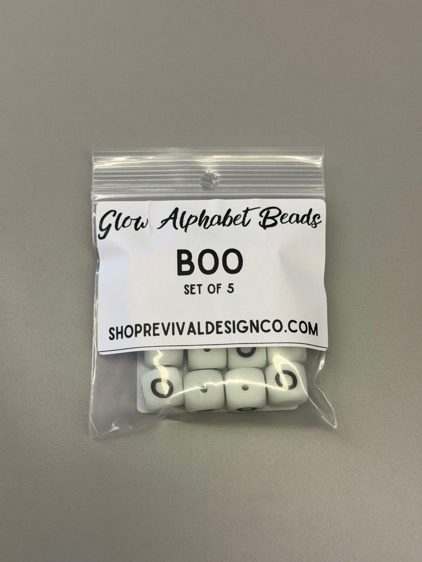 "BOO" - Glowing Silicone Letter Bead Set (PACK OF 5)