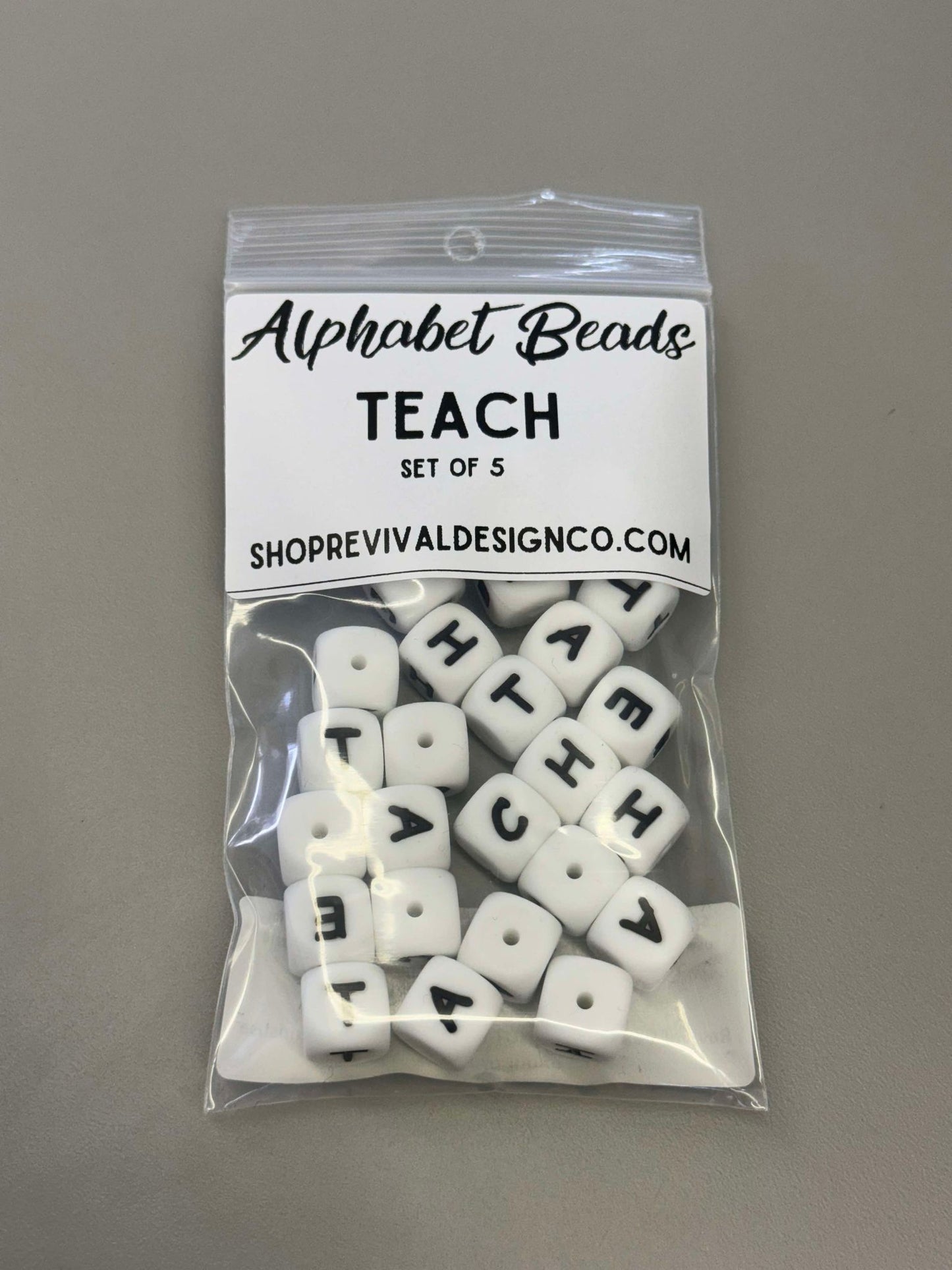 "TEACH" - Silicone Letter Bead Set (PACK OF 5)