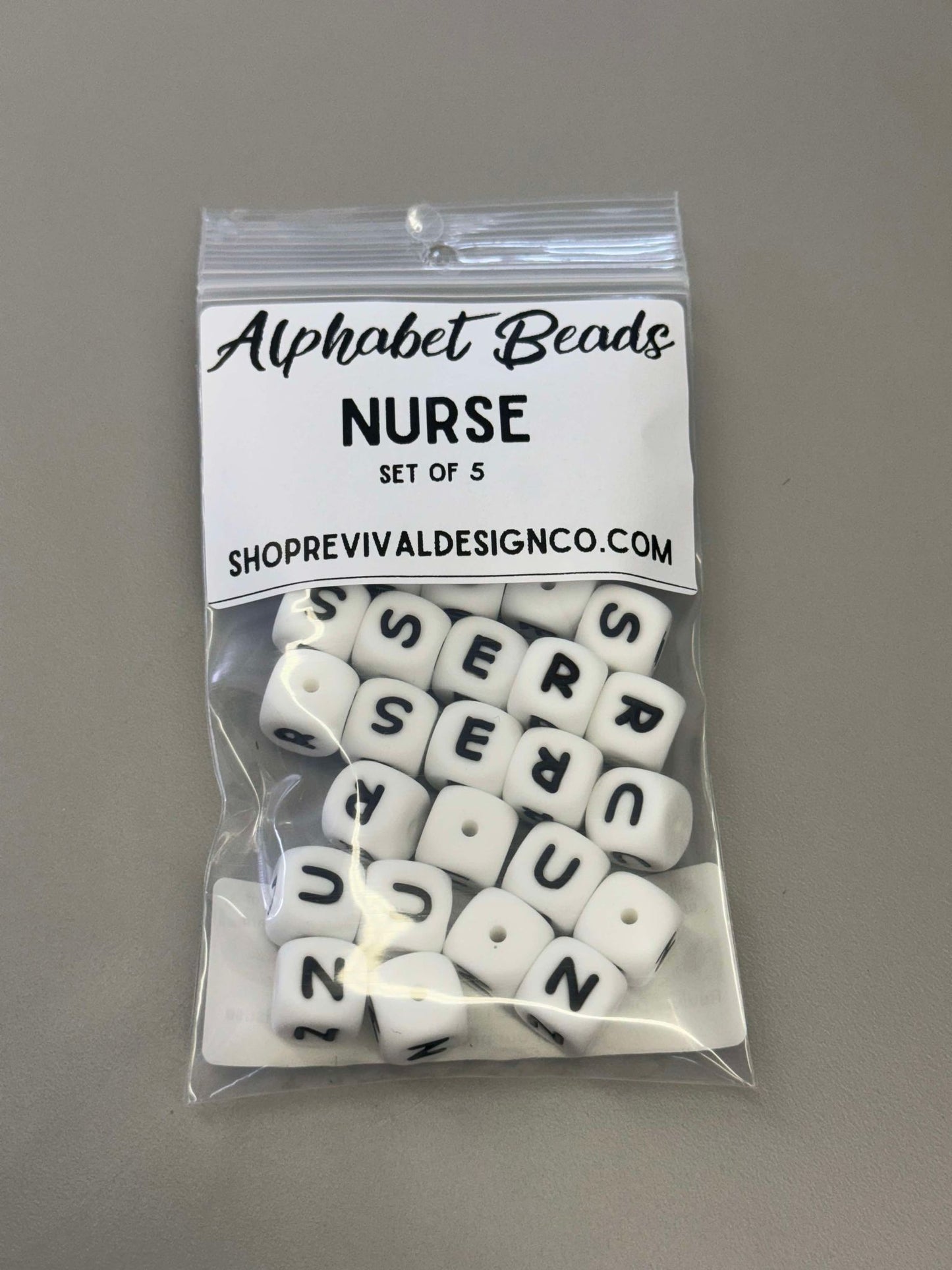 "NURSE" - Silicone Letter Bead Set (PACK OF 5)