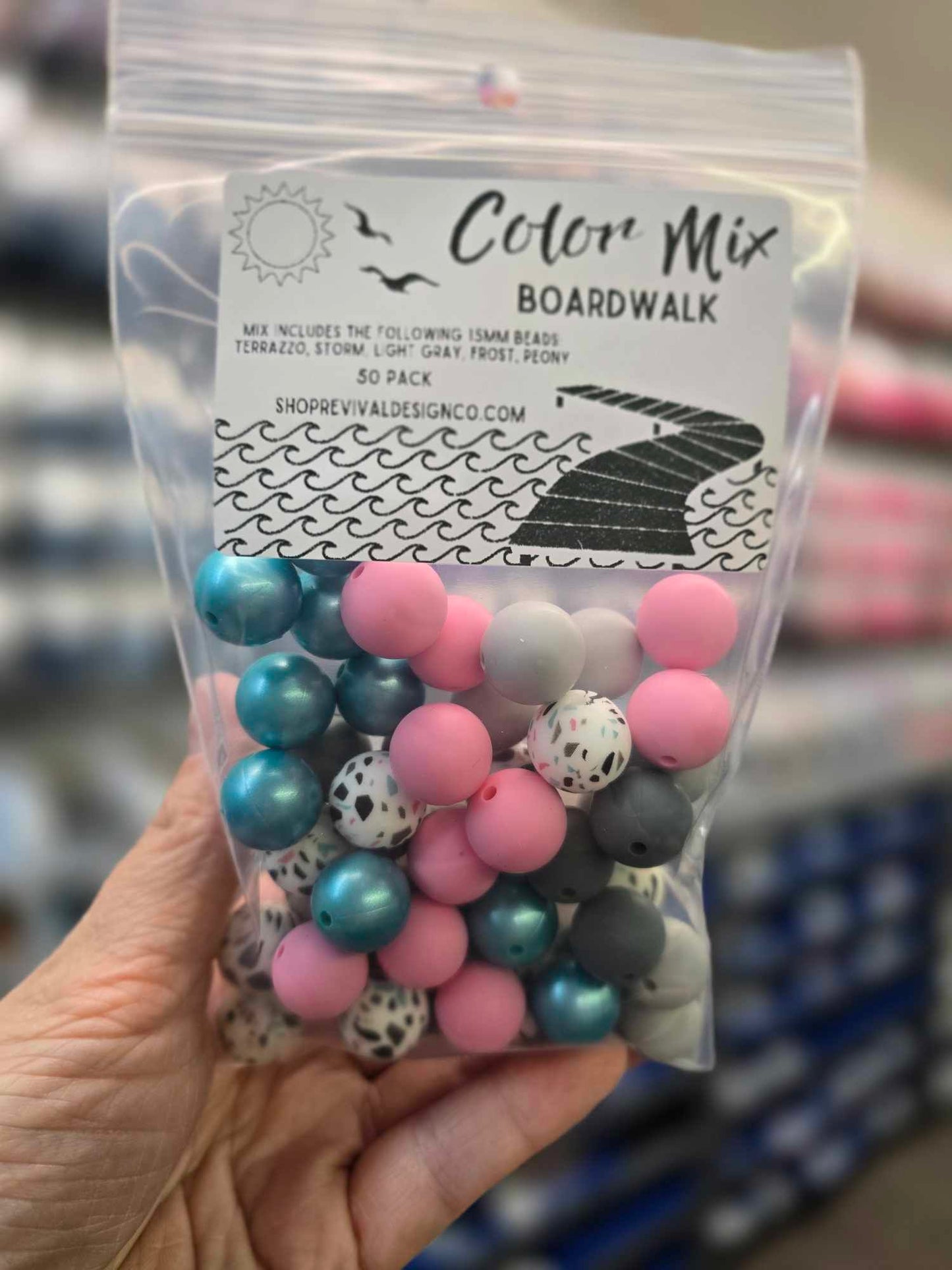 Boardwalk Color Mix - 15mm Silicone Beads - 50 Pack