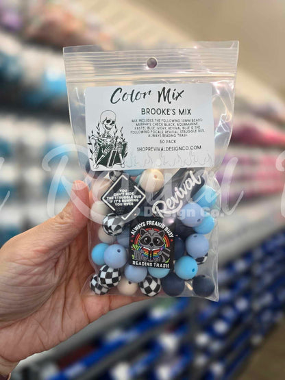 Brooke's Color Mix - Focals & 15mm Silicone Beads - 50 Pack