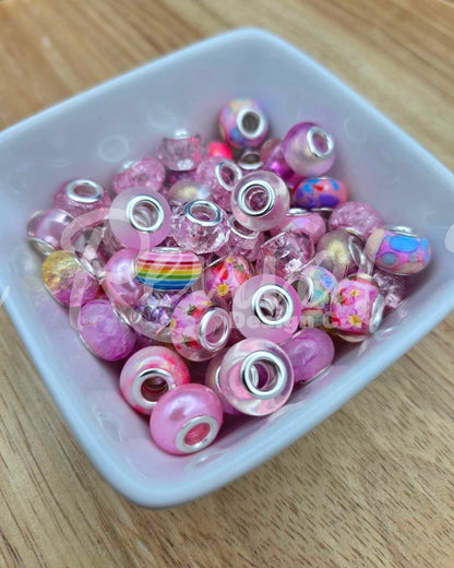 14mm Crackle Spacers - Pink Pony - Pack of 25