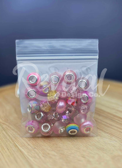 14mm Crackle Spacers - Pink Pony - Pack of 25