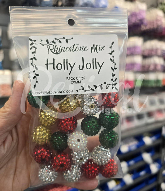 Holly Jolly - Rhinestone Bead Color Mix (Pack of 25)