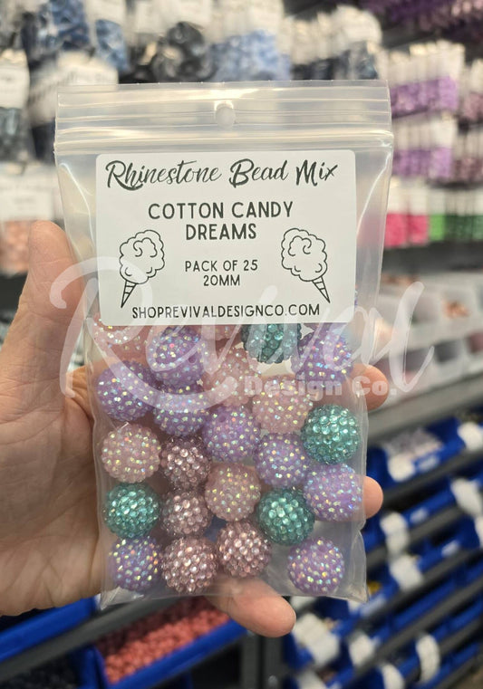 Cotton Candy Dreams - 20mm Rhinestone Bead Color Mix (Pack of 25)