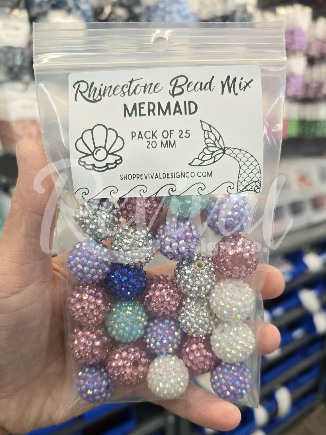 Mermaid Mix - Rhinestone Bead Color Mix (Pack of 25)