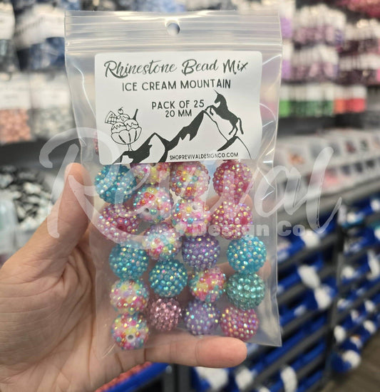 Ice Cream Mountain - Rhinestone Bead Color Mix (Pack of 25)