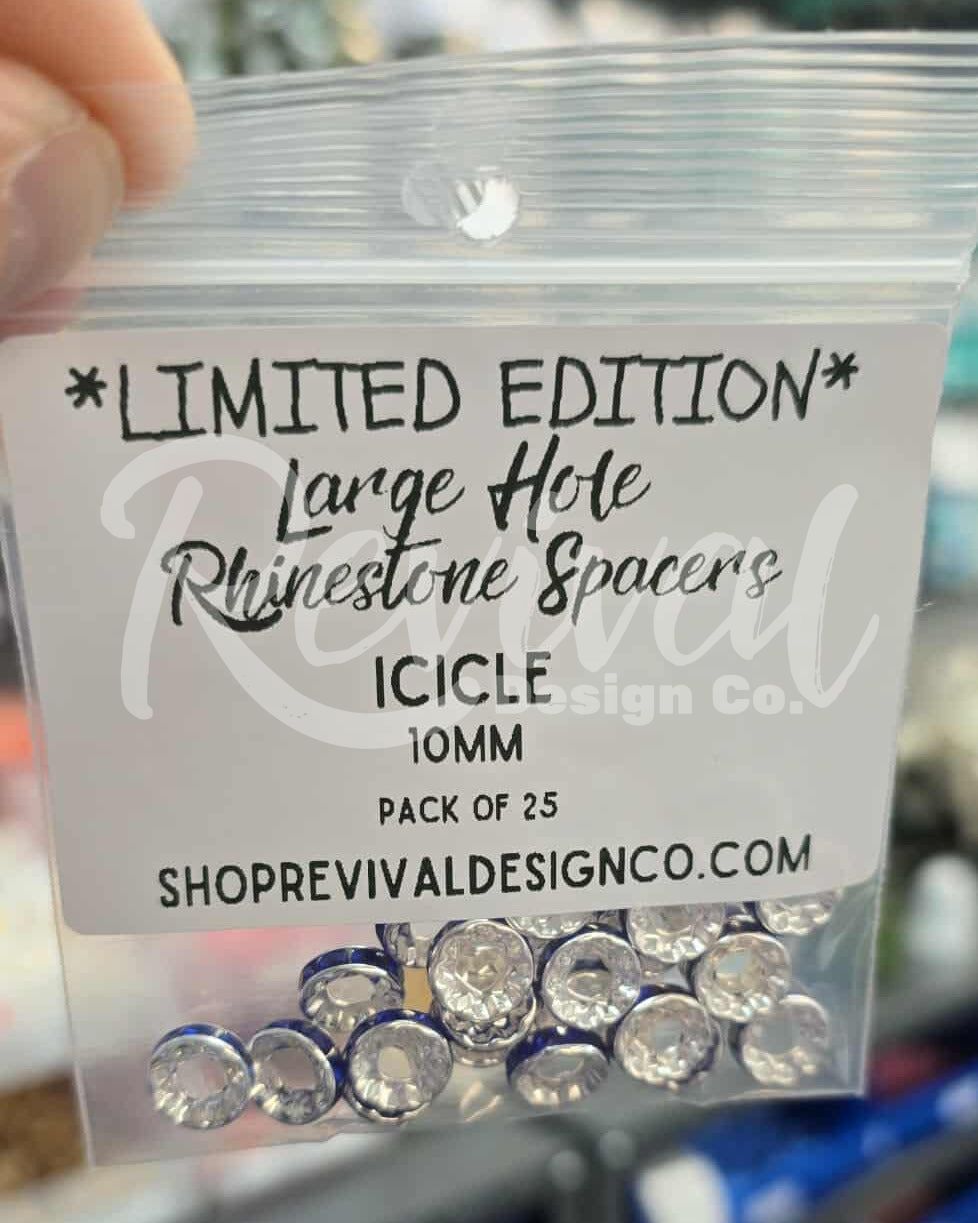 Icicle - LARGE HOLE Rhinestone Spacer Pack