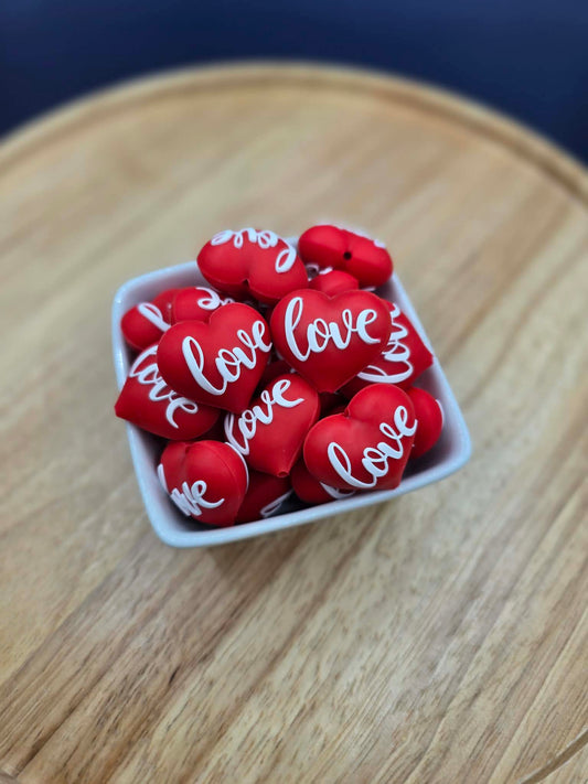 3D Love Heart - Silicone Focal Bead