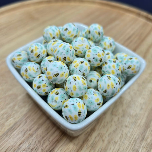 15mm Patterned Silicone Bead - Queen B