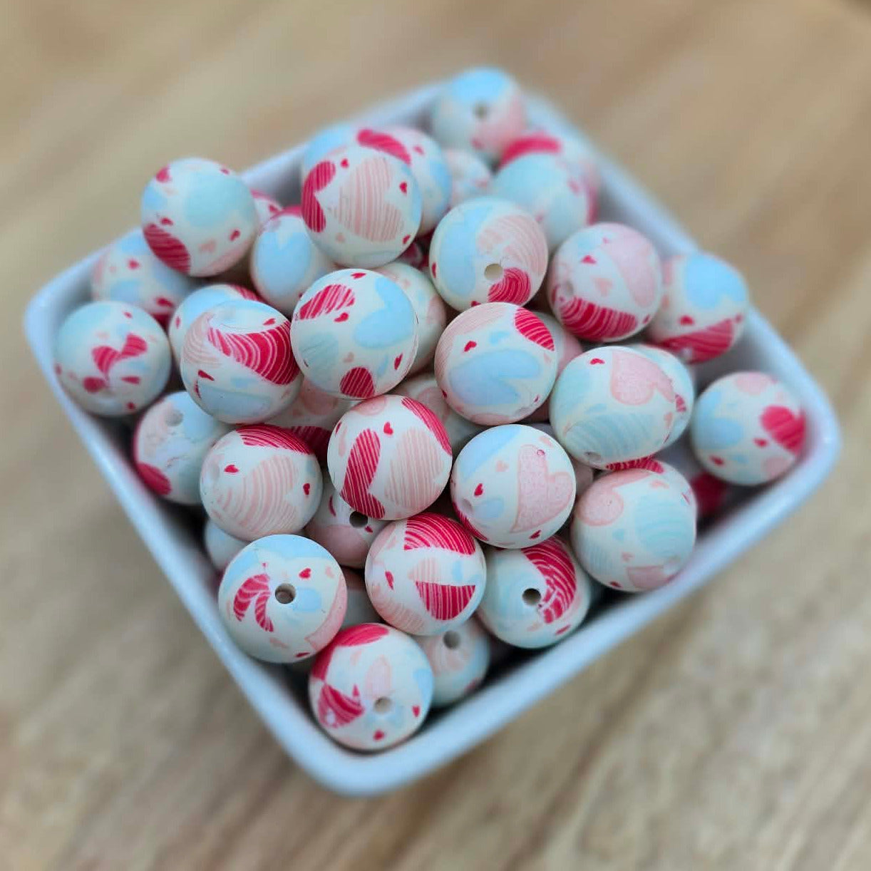 15mm Patterned Silicone Bead - True Love