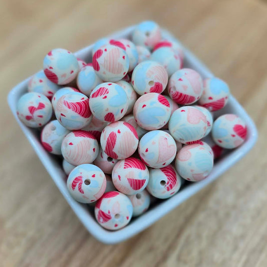 15mm Patterned Silicone Bead - True Love